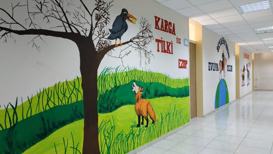 Şehit Sancaktar İmam Hatip Ortaokulu Duvarları Renkleniyor